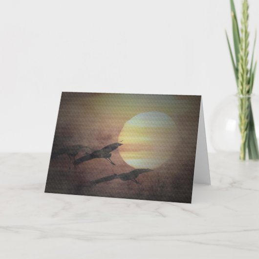 霧の挨拶状のSandhillクレーン カード (正面)