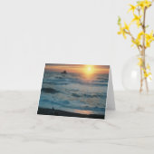 霧の日の入り/海の景色…... カード (黄色い花)