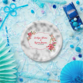 霧の明るい灰色のガラスとピンクの花 ペーパープレート (パーティー)