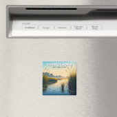 霧の朝のエバーグレーズ国立公園フロリダ マグネット (インサイチュ (食洗機))