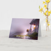 霧の朝のフロントポーチカスタマイズ可能悔やみや弔慰 カード (黄色い花)