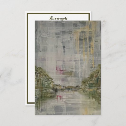 霧の朝の抽象芸術横向きノートカード サンキューカード (正面/裏面)