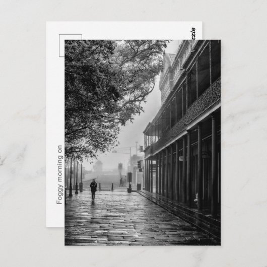 霧の朝の散歩ジャクソンスクエア ポストカード (正面/裏面)