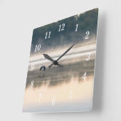 霧の朝の飛行壁時計 スクエア壁時計 (傾斜)