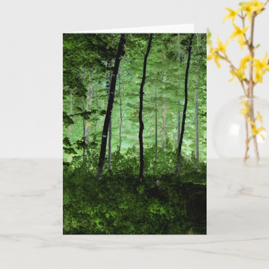 霧の木:アディロンドラックの森のシーンの変更された写真 カード (黄色い花)