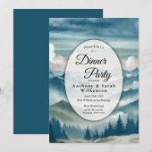 霧の松林のレストランでのディナー 招待状 (正面/裏面)