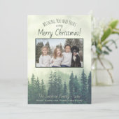 霧の松1フォトウォーター素朴カラークリスマス シーズンカード (スタンド正面)