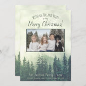 霧の松1フォトウォーター素朴カラークリスマス シーズンカード (正面/裏面)