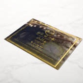 霧の森のエレガントラモダン結婚イの金ゴールド 箔招待状 (回転した状態)