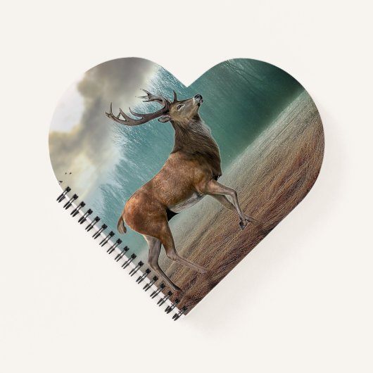 霧の森の中の孤独な鹿 ノートブック (正面)