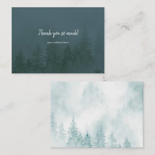 霧の森の中の常緑樹ダークティール（緑がかった色） ノートカード (正面/裏面)