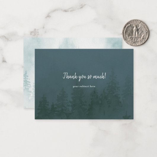 霧の森の中の常緑樹ダークティール（緑がかった色） ノートカード (正面/裏面インサイチュ)