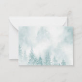 霧の森の中の常緑樹ダークティール（緑がかった色） ノートカード (裏面)