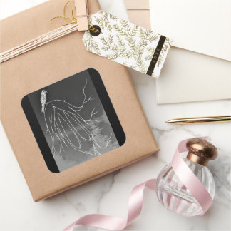 霧の森の四角いステッカー スクエアシール