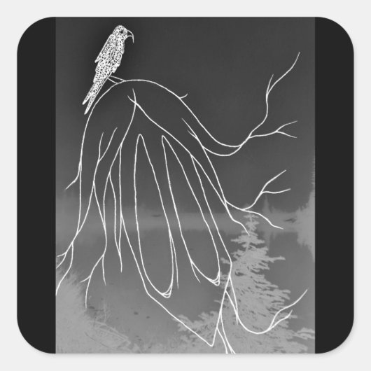 霧の森の四角いステッカー スクエアシール (正面)