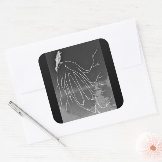 霧の森の四角いステッカー スクエアシール (封筒)