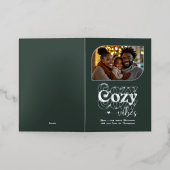 霧の森の居心地の良い雰囲気クリスマスフォト 箔シーズンカード (外側レイダウン)