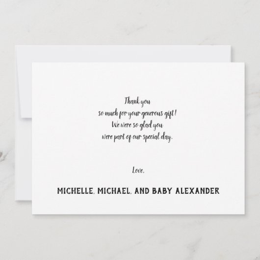 霧の森の森の田舎の鹿の男の子の赤ちゃんシャワー サンキューカード (裏面)