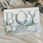 霧の森の森の田舎の鹿の男の子の赤ちゃんシャワー 招待状