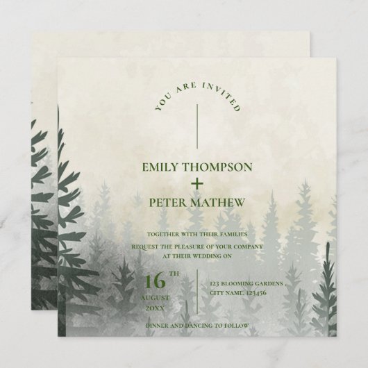 霧の森の水の色の木ロマン結婚ティック (正面/裏面)