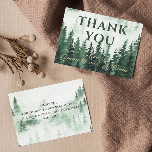 霧の森の赤ちゃんシャワーありがとう サンキューカード