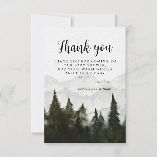 霧の森の赤ちゃんシャワーありがとう サンキューカード (正面)