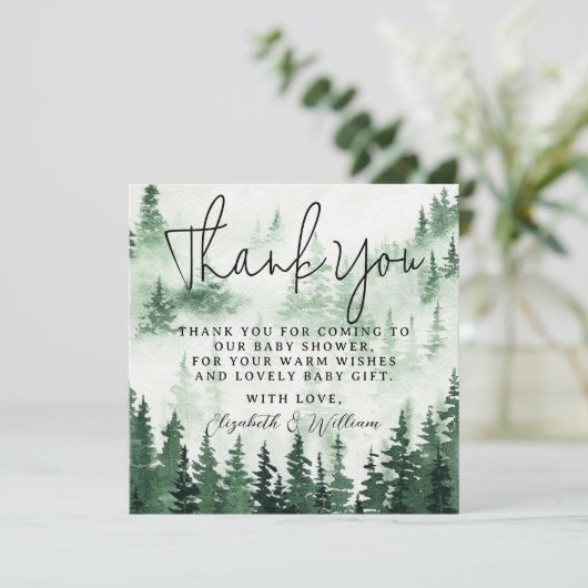 霧の森の赤ちゃんシャワーありがとう サンキューカード (スタンド正面)
