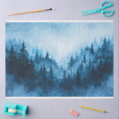 霧の森ブルーグリーンパインの木々の切り離し 薄葉紙 (クラフト)