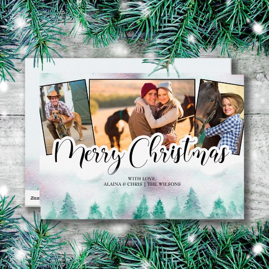 霧の森3写真手メリークリスマス シーズンカード