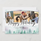 霧の森3写真手文字ハッピーホリデー シーズンカード (正面)