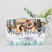 霧の森3写真手文字ハッピーホリデー シーズンカード (スタンド正面)