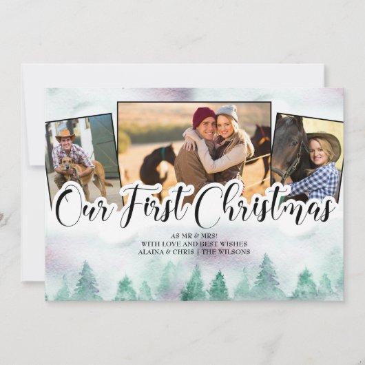 霧の森3写真手文字初めてのクリスマス シーズンカード (正面)