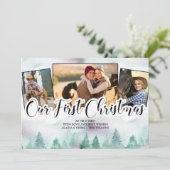 霧の森3写真手文字初めてのクリスマス シーズンカード (スタンド正面)