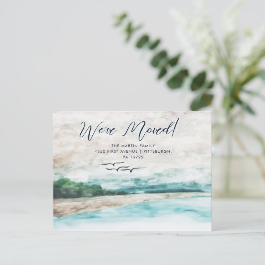 霧の水の色の風景を移動 ポストカード (スタンド正面)