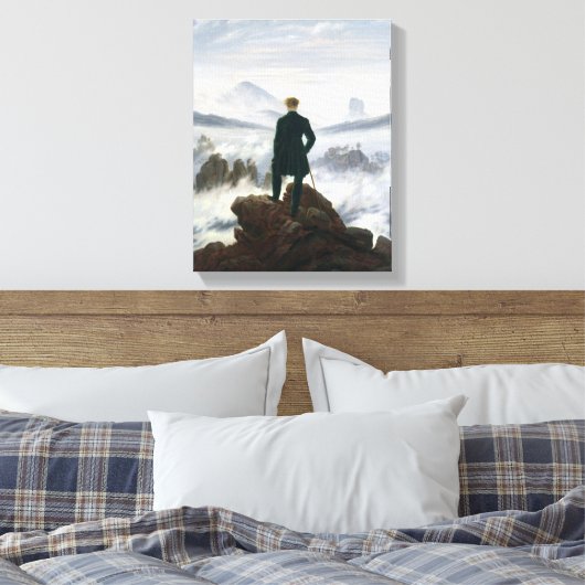 霧の海の上をさまよう放浪者 キャンバスプリント (インサイチュ (寝室))