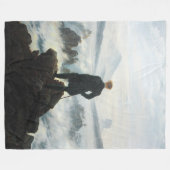 霧の海を放浪するフリードリッヒ フリースブランケット (正面(横))