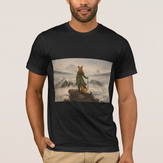 霧の海上の毛むくじゃらの旅人 Tシャツ (正面)