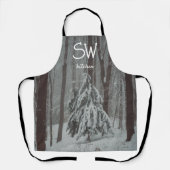 霧の深い冬の森の雪に覆われた木 エプロン (正面)