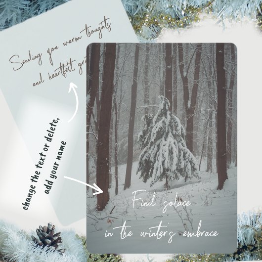 霧の深い冬の森の雪に覆われた木 シーズンカード
