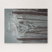 霧の深い冬の森の雪に覆われた木 ジグソーパズル (横)