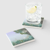 霧の深い朝の白い髪 ストーンコースター (横)