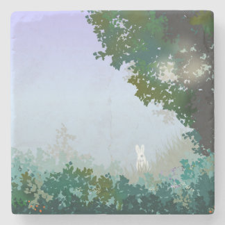 霧の深い朝の白い髪 ストーンコースター