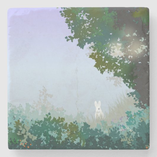 霧の深い朝の白い髪 ストーンコースター (正面)