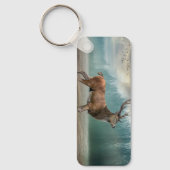 霧の深い森の中の一人の鹿 キーホルダー (正面)