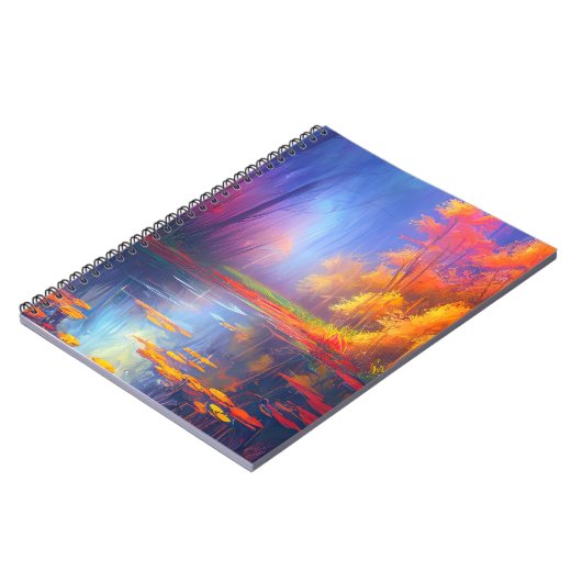 霧の深い森の湿地のチャーム ノートブック (左側)