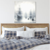 霧の深い港の神秘的な船 キャンバスプリント (インサイチュ (寝室))