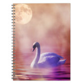 霧の深い湖に浮かぶ白い白鳥 ノートブック (正面)