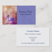 霧の深い湖に浮かぶ白い白鳥 名刺 (正面/裏面)