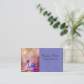 霧の深い湖に浮かぶ白い白鳥 名刺 (スタンド正面)