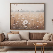 霧の深い空の花の油絵の分野 ポスター